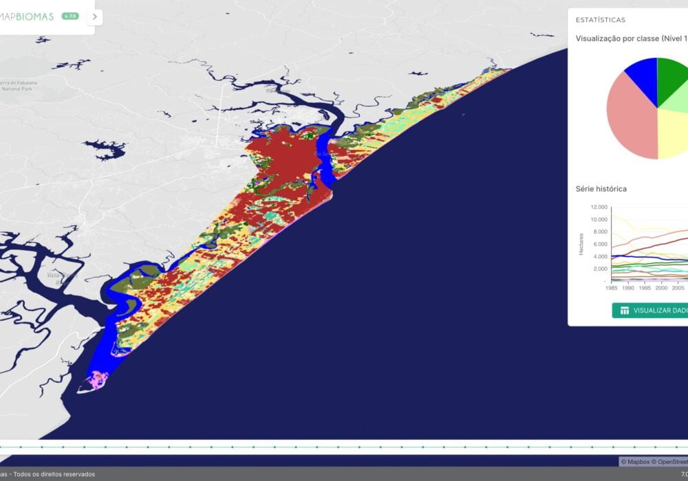 Cobertura vegetal de Aracaju e Barra dos Coqueiros no website MapBiomas